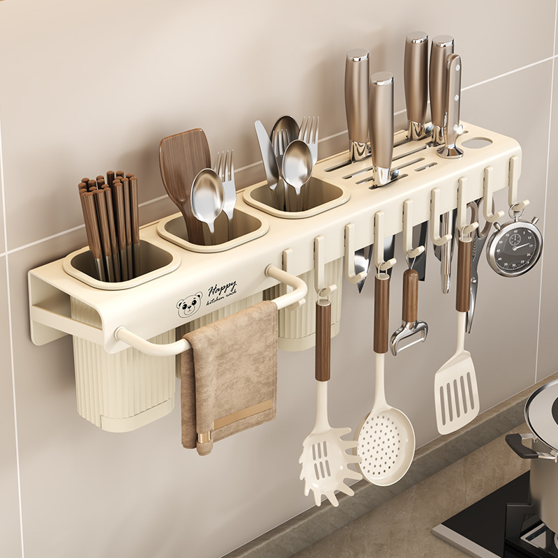 Bear knife holder no-drilling multifunctional wall-mounted chopstick tube knife holder supplies complete hanging rack