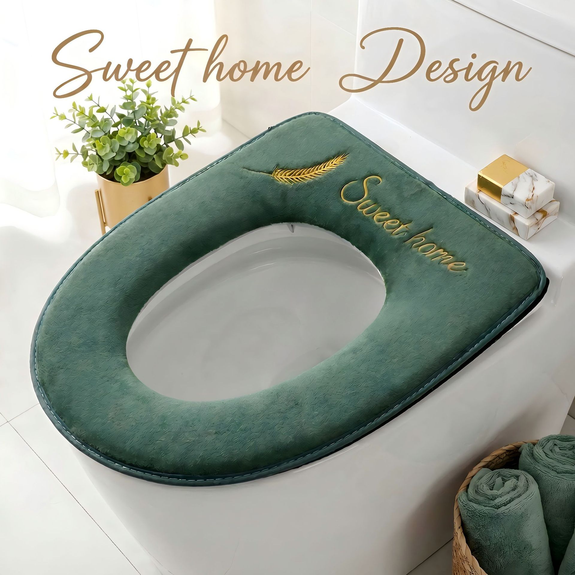 Four-season universal zipper plush toilet seat cover with handle household hotel B&B warm toilet seat cover