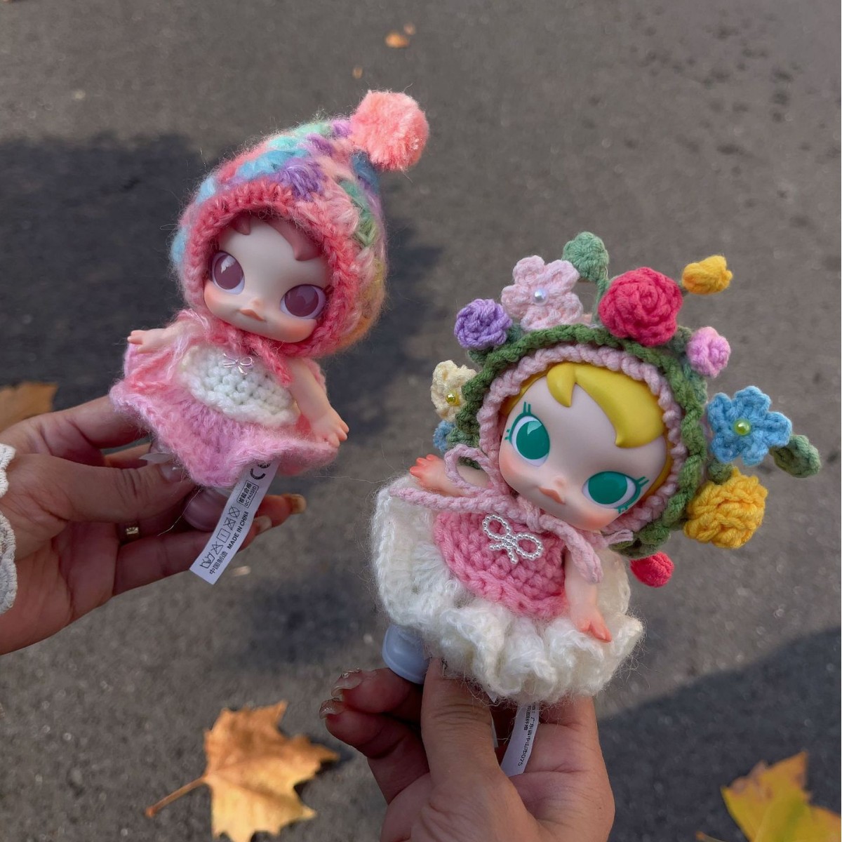 babymolly Active Winter Guide Doll Clothes Handmade Crochet Skirt Hairpin Set Clothes Handmade Doll Clothes bjd