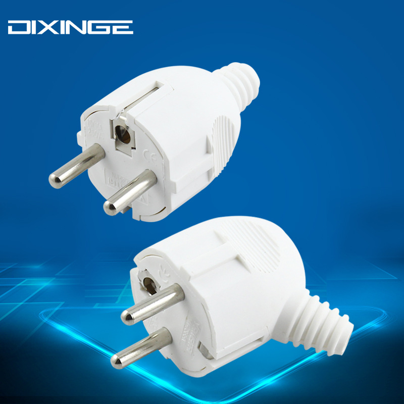 German plug side-wired European standard plug, assembled straight head European standard three-pole grounded power plug