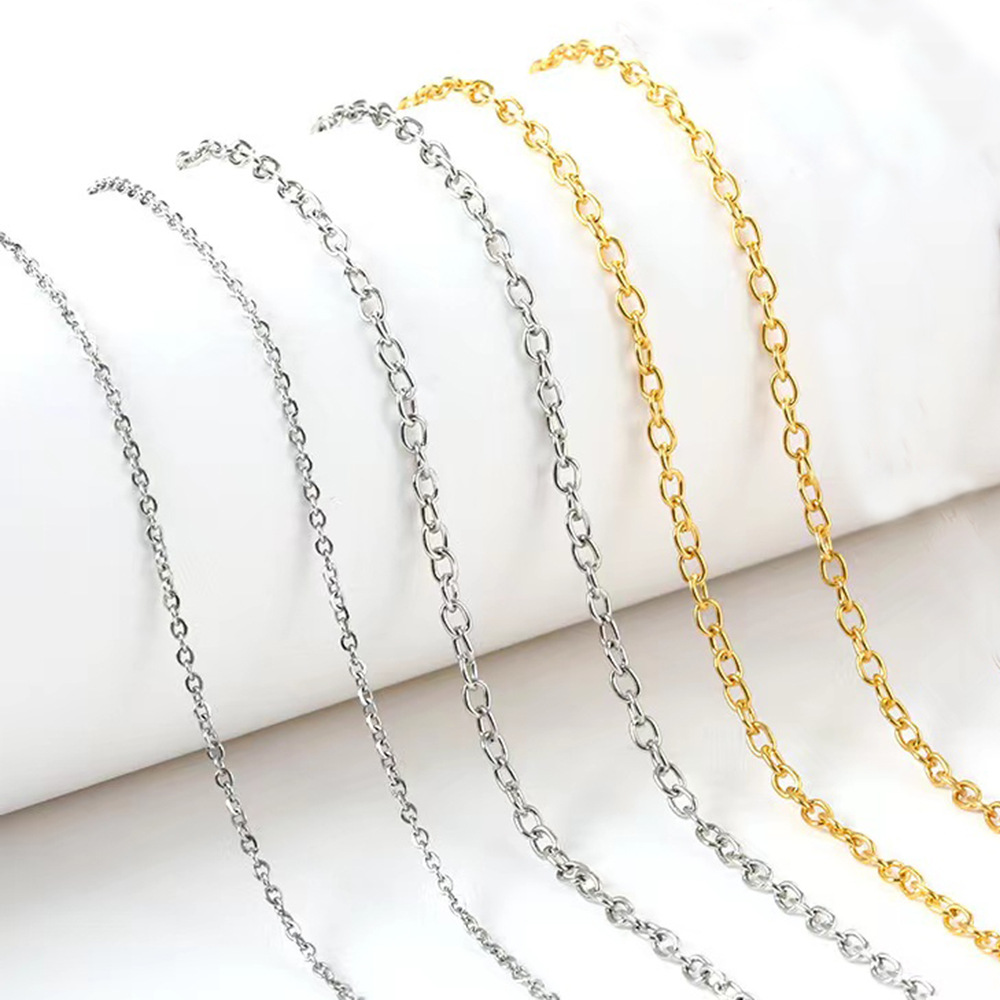 Stainless Steel O-Link, Cross-Link, and DIY Chain Vacuum-Plated 18K Gold Necklace