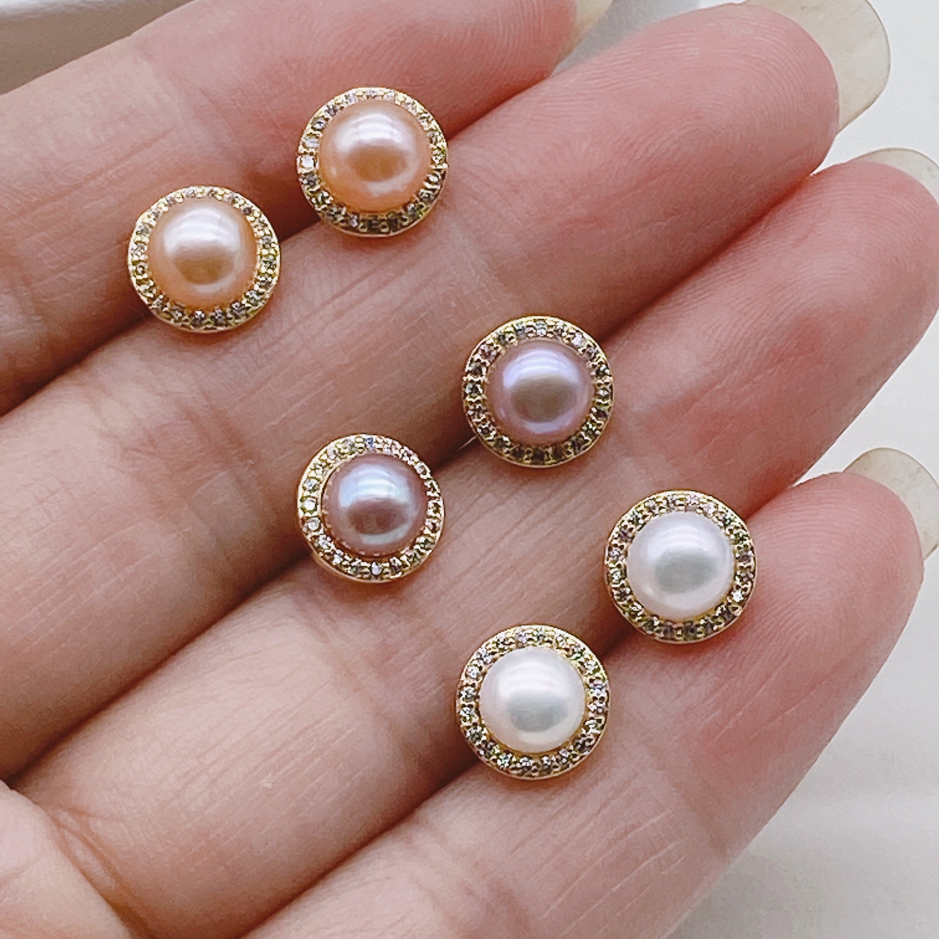 Mini Natural Freshwater Pearl Earrings Real Gold Electroplated 925 Needle Simple Small Fresh Cute Earrings Goods