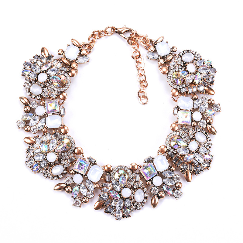 Short necklace women's jewelry full diamond exaggerated floral necklace clothing accessories