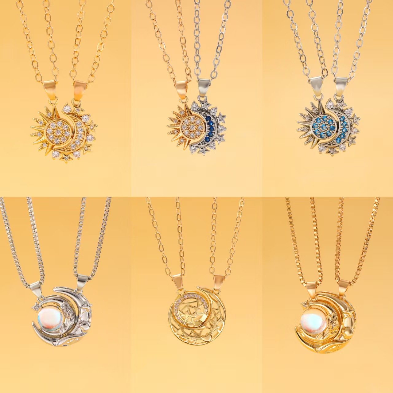 Magnetic Sun Moon Couple Necklace Gift for Girlfriend