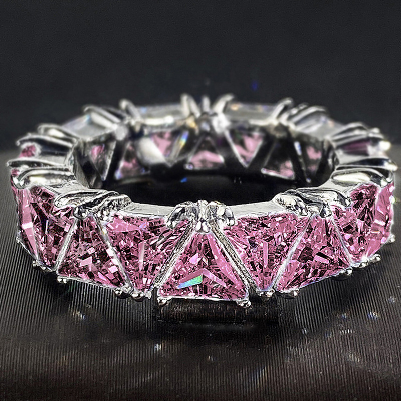 Cao Shi Women's Luxurious Titanium Zircon Ring Full Pavé Ring Jewelry Birthday Gift Party Jewelry