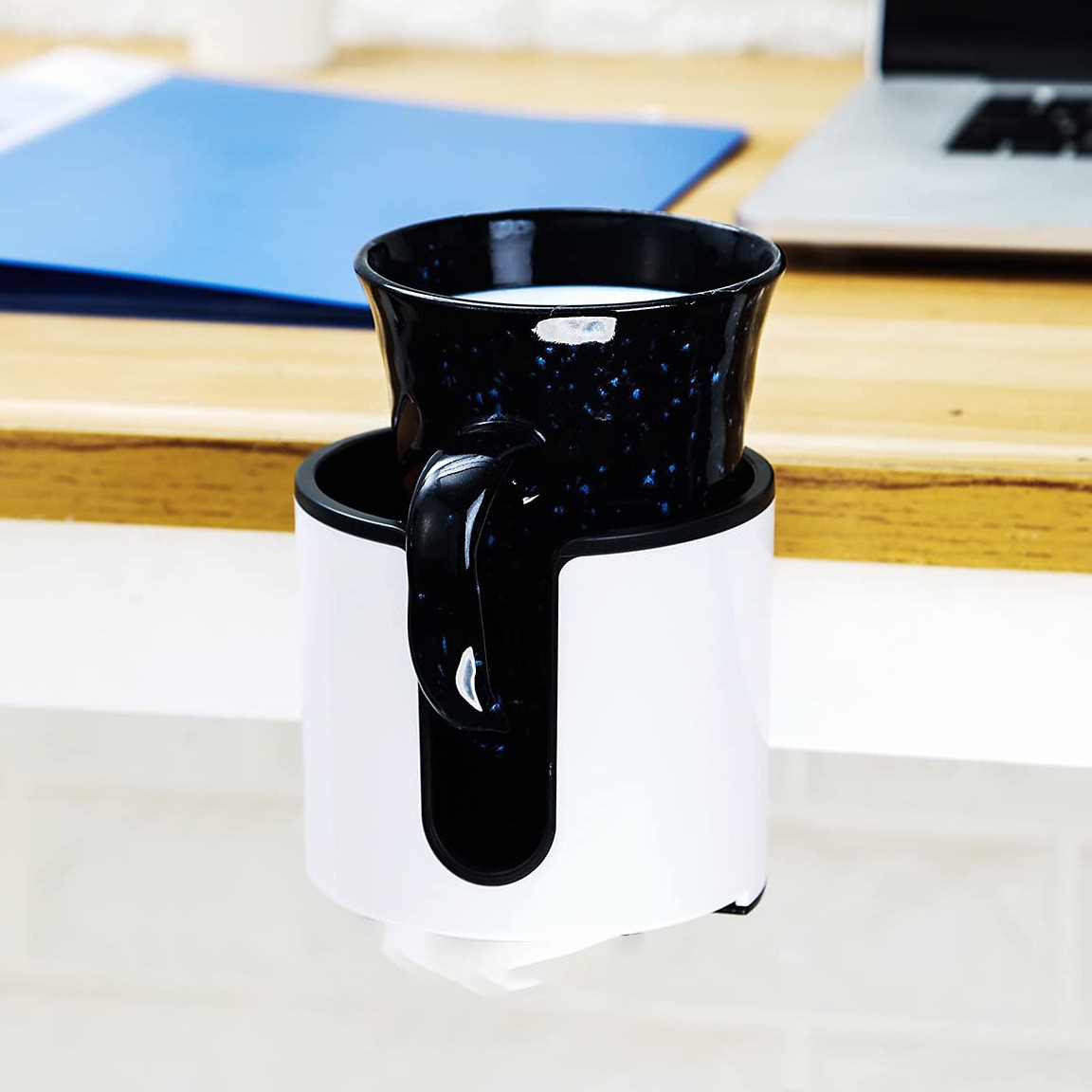2023 360-degree rotating metal cup holder, 2-in-1 no-drill folding stand headphone hanger