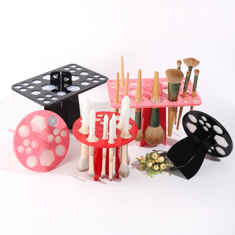 Makeup Brush Drying Rack 14 Hole 26 Hole 28 Hole Acrylic Brush Drying Rack Cleaning Storage Tool Display Rack
