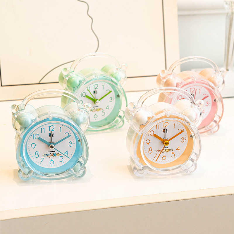 Sales crystal alarm clock silent student DIY simple cartoon children's electronic small alarm clock