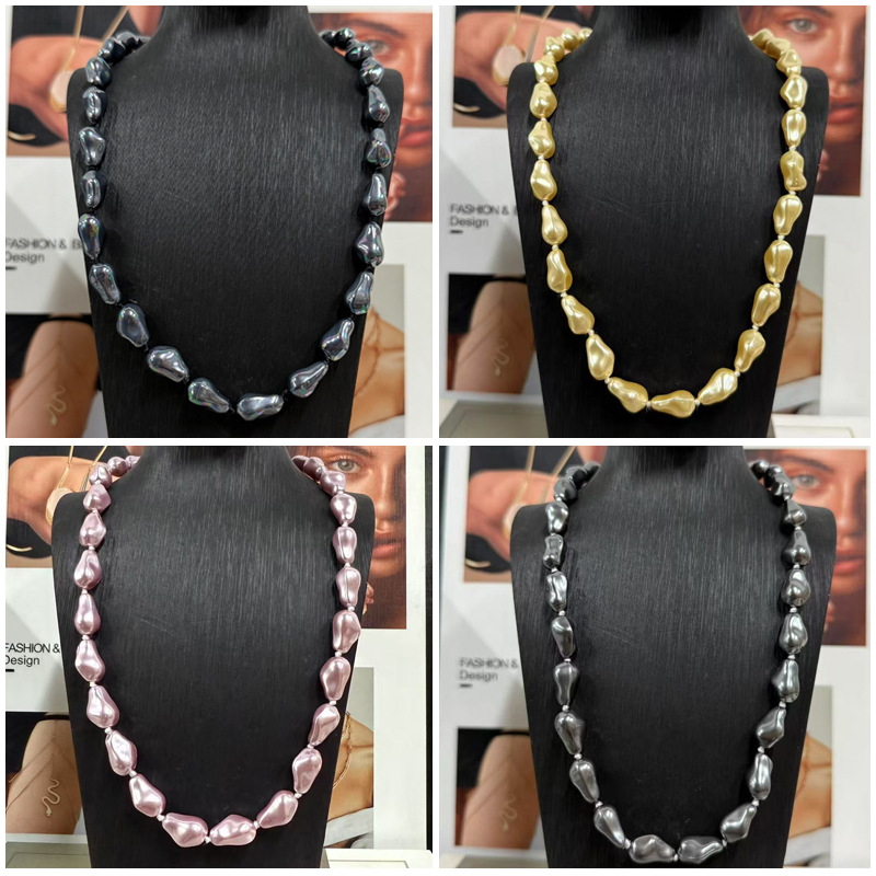 New Style Irregular Baroque Pearl Necklace for Women, Sweater Chain, Clavicle Chain Accessories