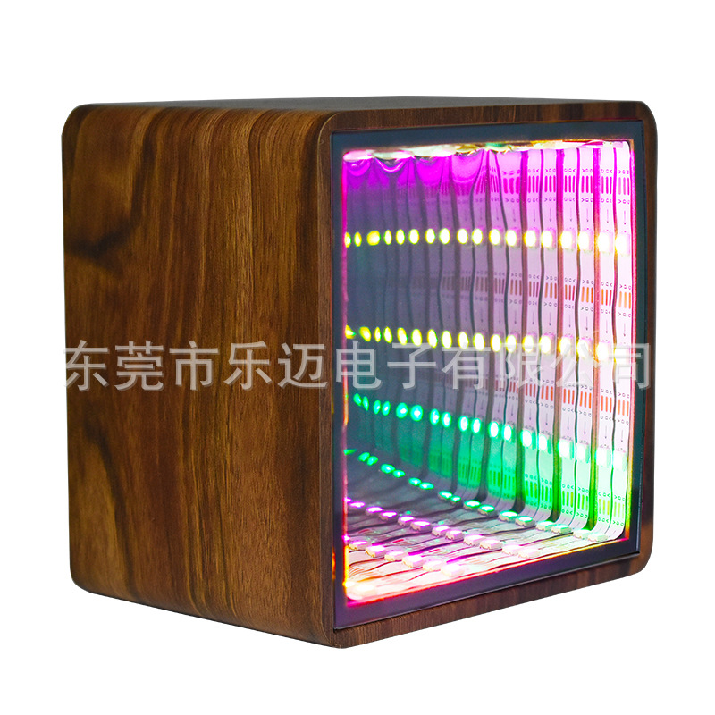 New Gift Wireless Bluetooth Light Atmosphere Lamp Desktop Speaker Colorful Subwoofer Audio Wooden Box