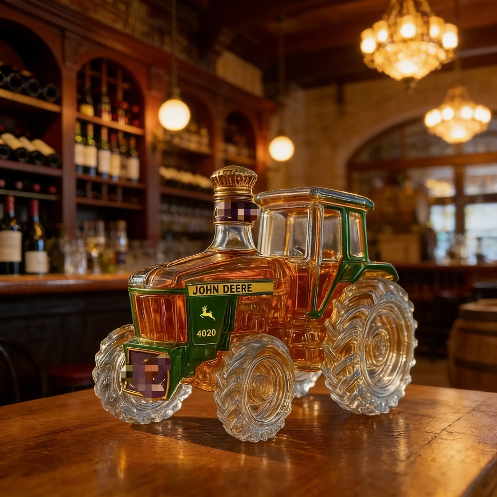 Safe packaging tractor shape high borosilicate glass wine bottle whiskey bottle decanter