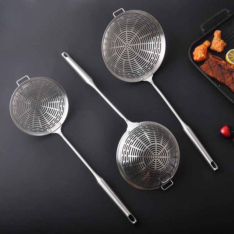 Stainless Steel Skimmer Home Kitchen Dumpling Noodle Large Skimmer Deep-fry Strainer Blanching Filter Colander