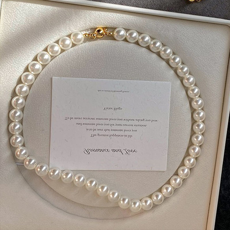 Authentic Swarovski Australian White Magnetic Buckle True Round Pearl Necklace Accessories for Women Niche Clavicle Chain Neck