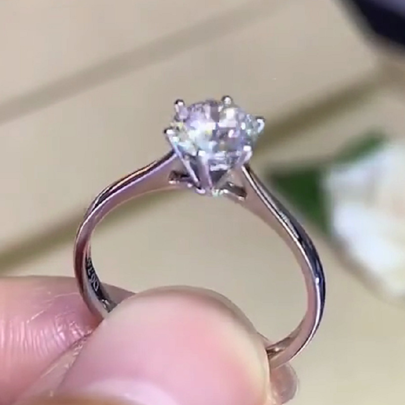 JZ456 New 50 80 points six-claw simulated diamond women's ring 1 carat diamond ring lover engagement ring