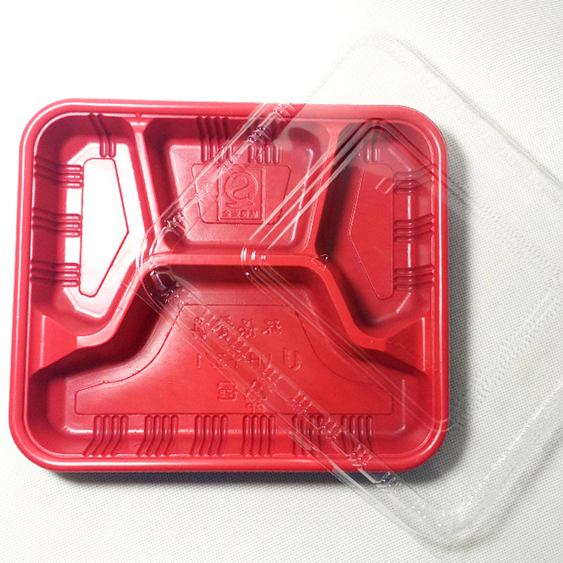 5ZW Disposable Lunch Box Divided Three or Four Grids Rectangular Separated Type Takeaway Packaging Box with Lid