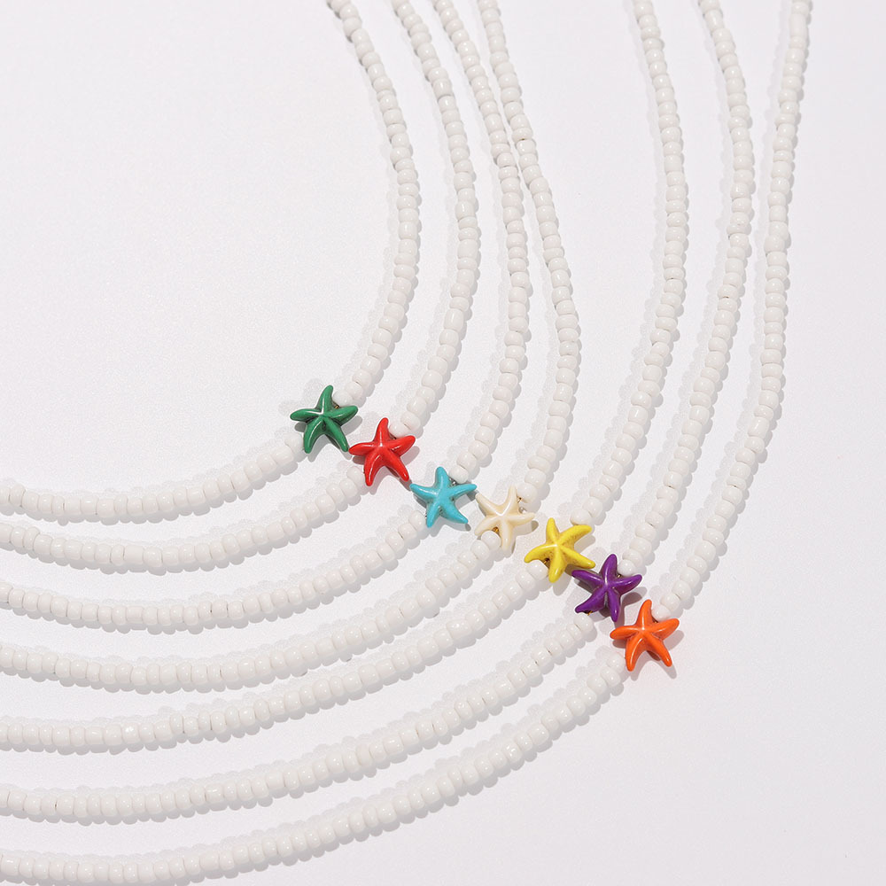 Couple bohemian bead necklace handmade beaded锁骨链 beach starfish accessories wholesale