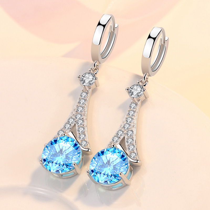 Eiffel Tower earrings for women, wind Eiffel Tower with diamonds, new niche earrings
