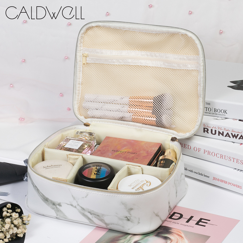 Marble Pattern Cosmetic Bag Large Capacity Lazy Person Storage Bag Multifunctional Portable Travel Toiletry Bag Stone Pattern