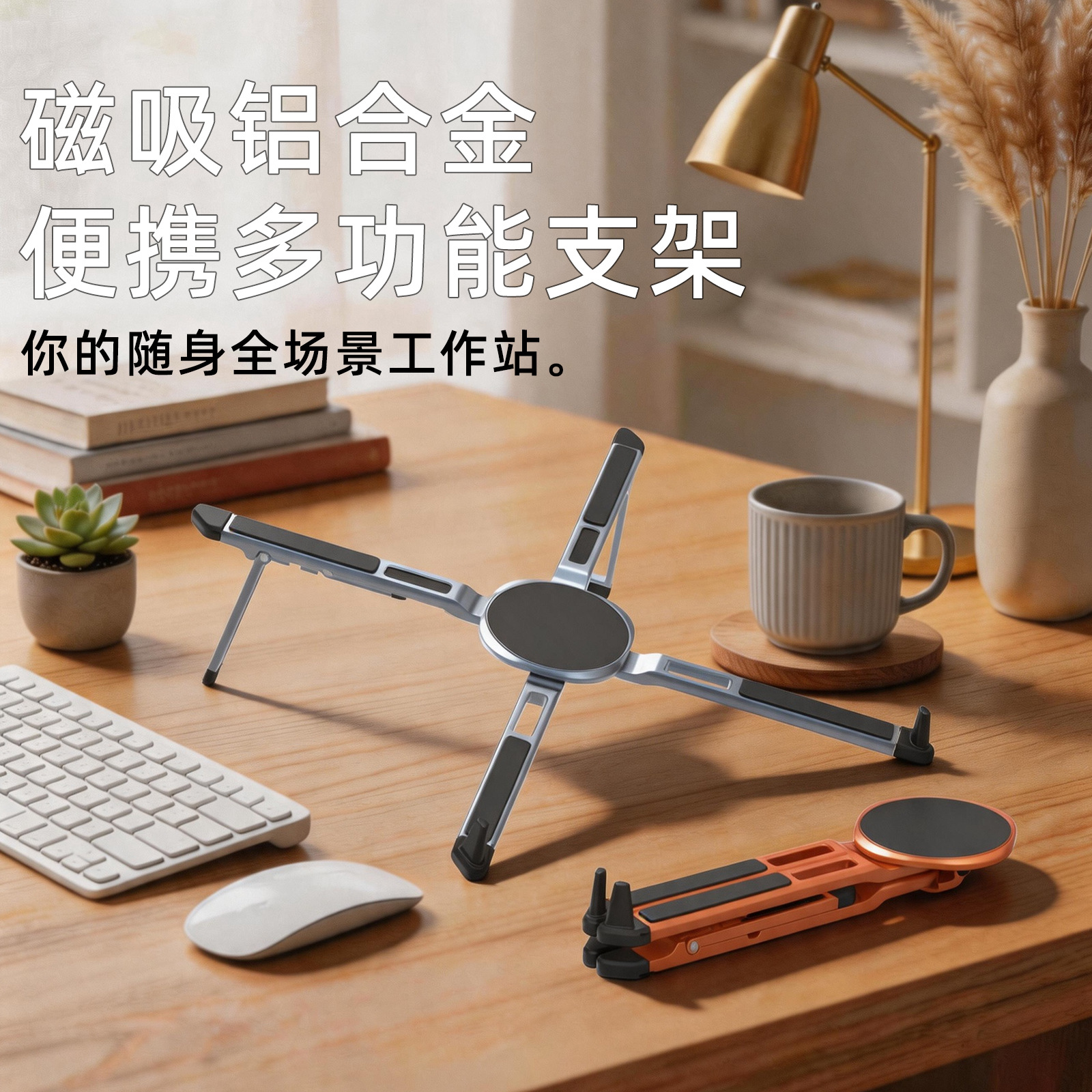 Laptop phone desktop folding lift aluminum alloy stand magnetic suction heightening deformable tablet live streaming