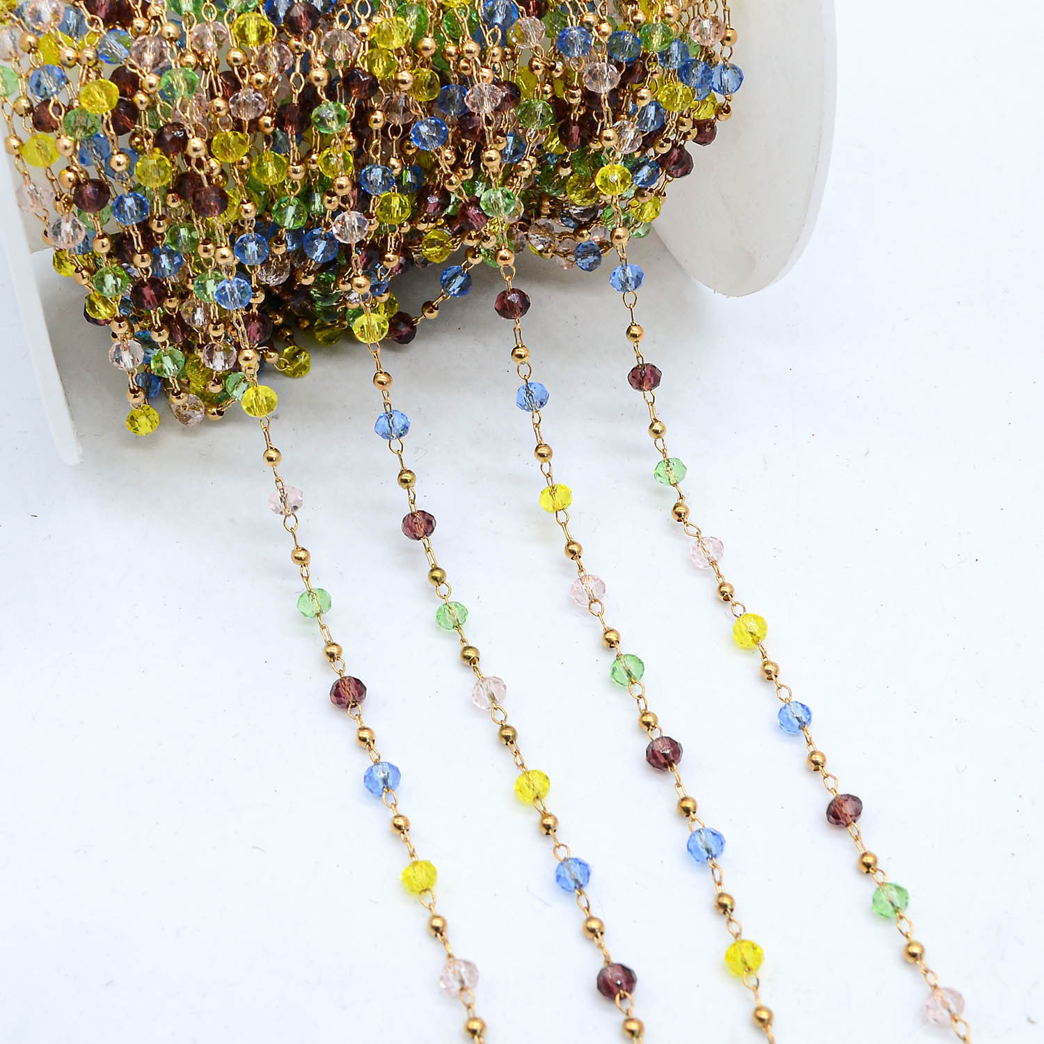 DIY Jewelry Accessories Pure Copper Electroplated Mixed Color Crystal Handmade Chain Necklace Hairpin Clothing Material