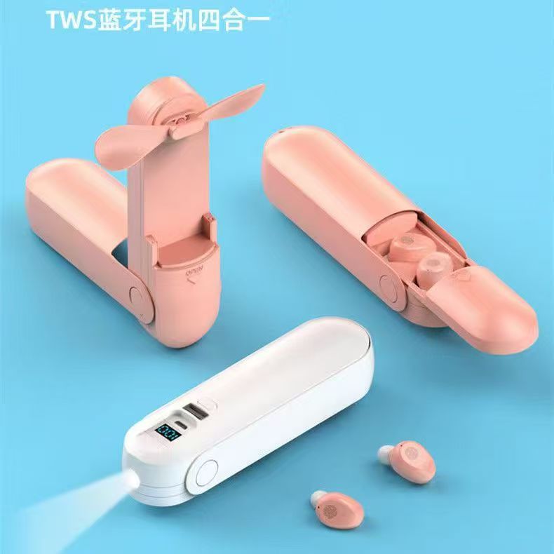 Handheld Small Fan Bear F7 Portable Foldable USB Charging Flashlight Multifunctional 4-in-1
