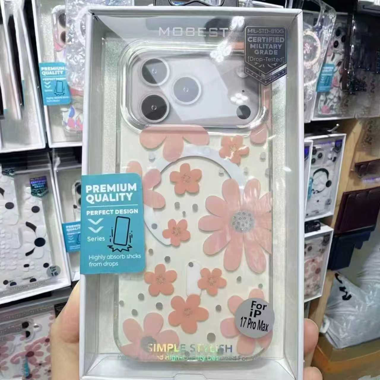 For iPhone 16 Pro Max Garden Transparent Magnetic Phone Case Apple 17 Electroplated Daisy Flower Case