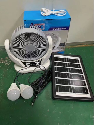6-inch with Bulb AC DC Charging Long Battery Life Table Fan Strong Wind Silent Camping Outdoor Solar Fan