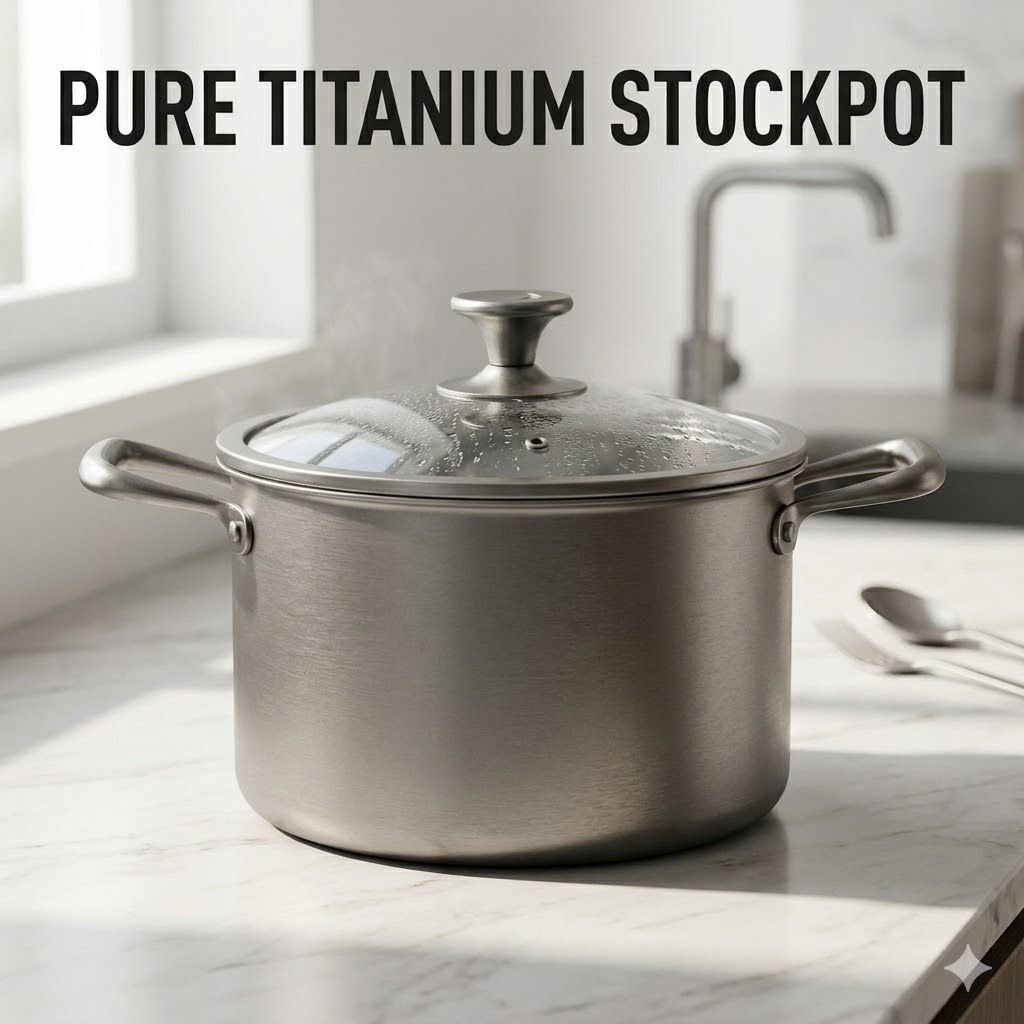 New household soup cooking 24cm pure titanium non-stick stew pot with handle large steaming integrated double ear pure titanium soup pot