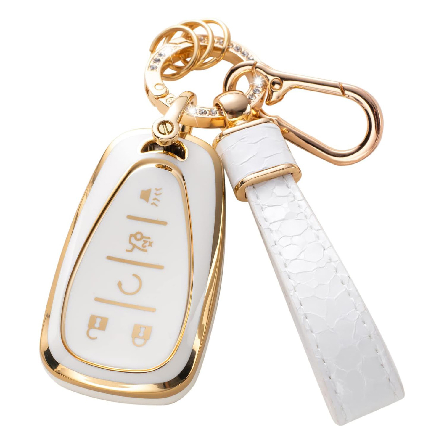Gold Edge Key Case Pendant Car Key Bag Stone Grain Keychain