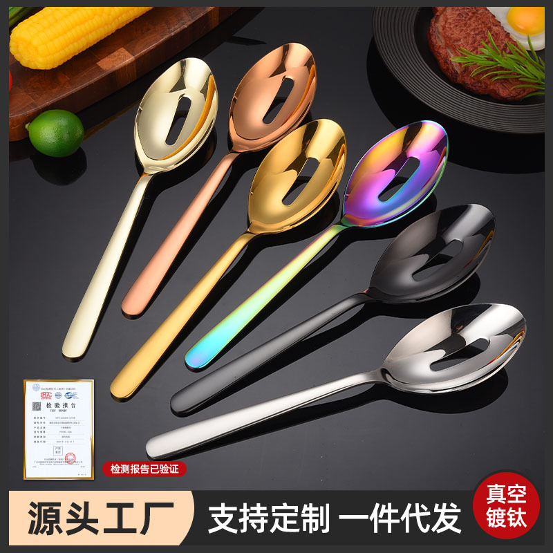 Serving Spoon 304 Stainless Steel Tableware Thickened Spoon Bright Hotel Serving Spoon Serving Spoon