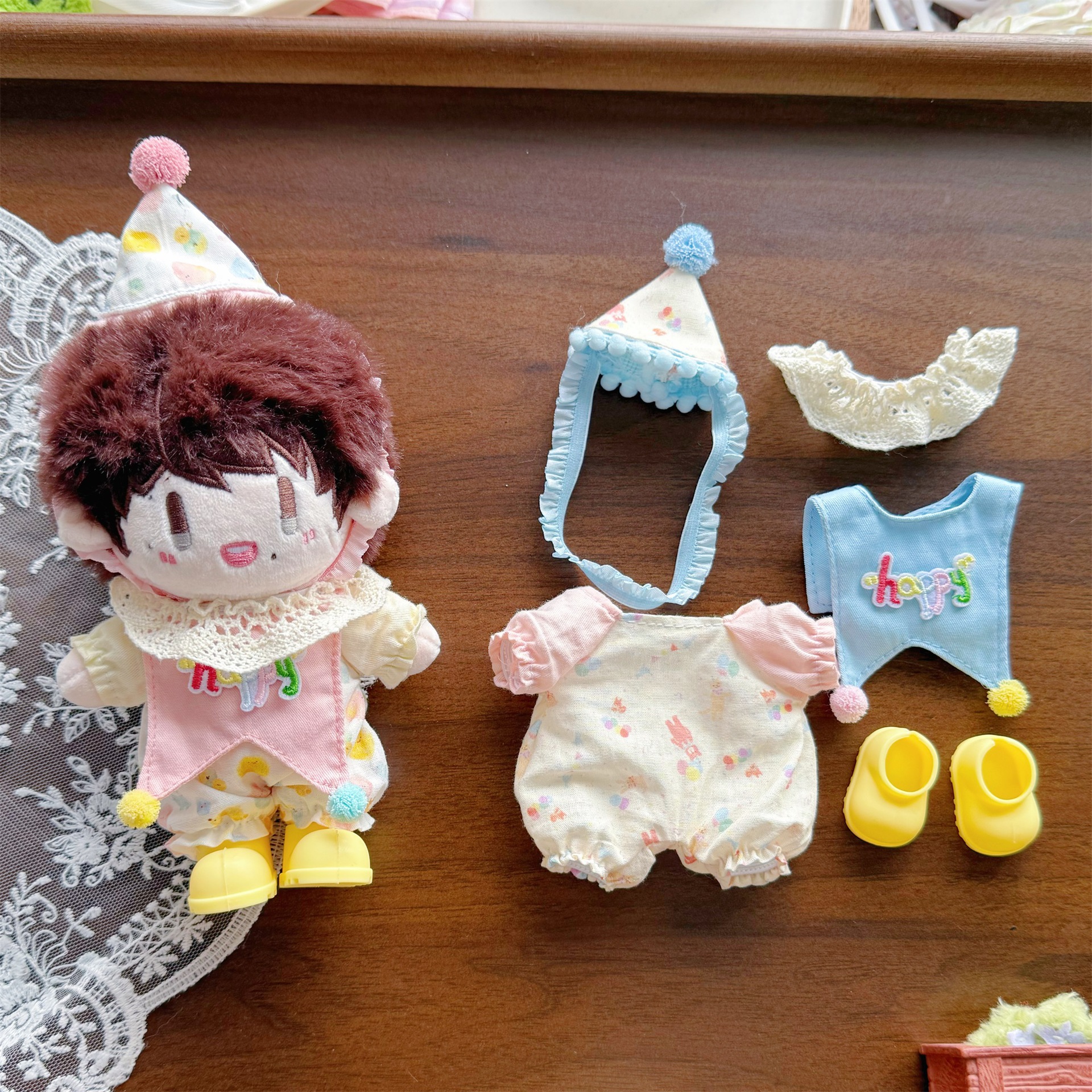 16cm Zhou Keke birthday doll clothes cute set onesie Labubu KT cat Stitch dress-up
