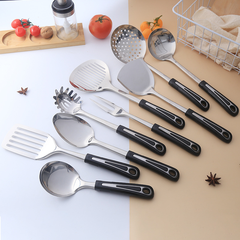 New stainless steel kitchenware set for home use, cooking spatula, spoon, high temperature resistant cooking spatula, slotted spoon