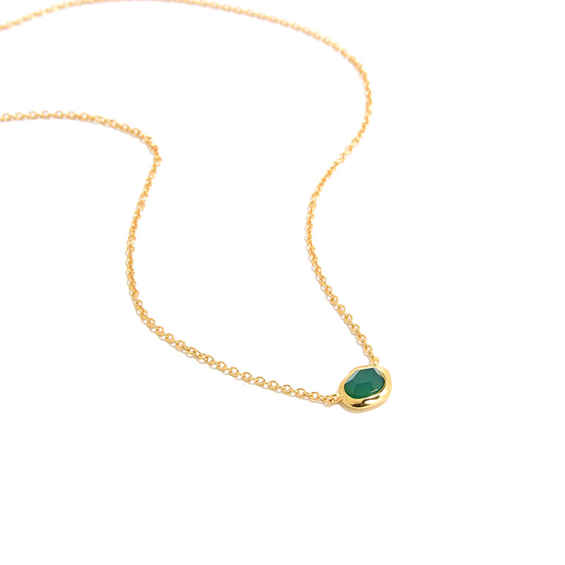 Monica Flowing Light Gemstone Necklace S925 Silver Gold-Plated Natural Agate Aquamarine Niche Necklace