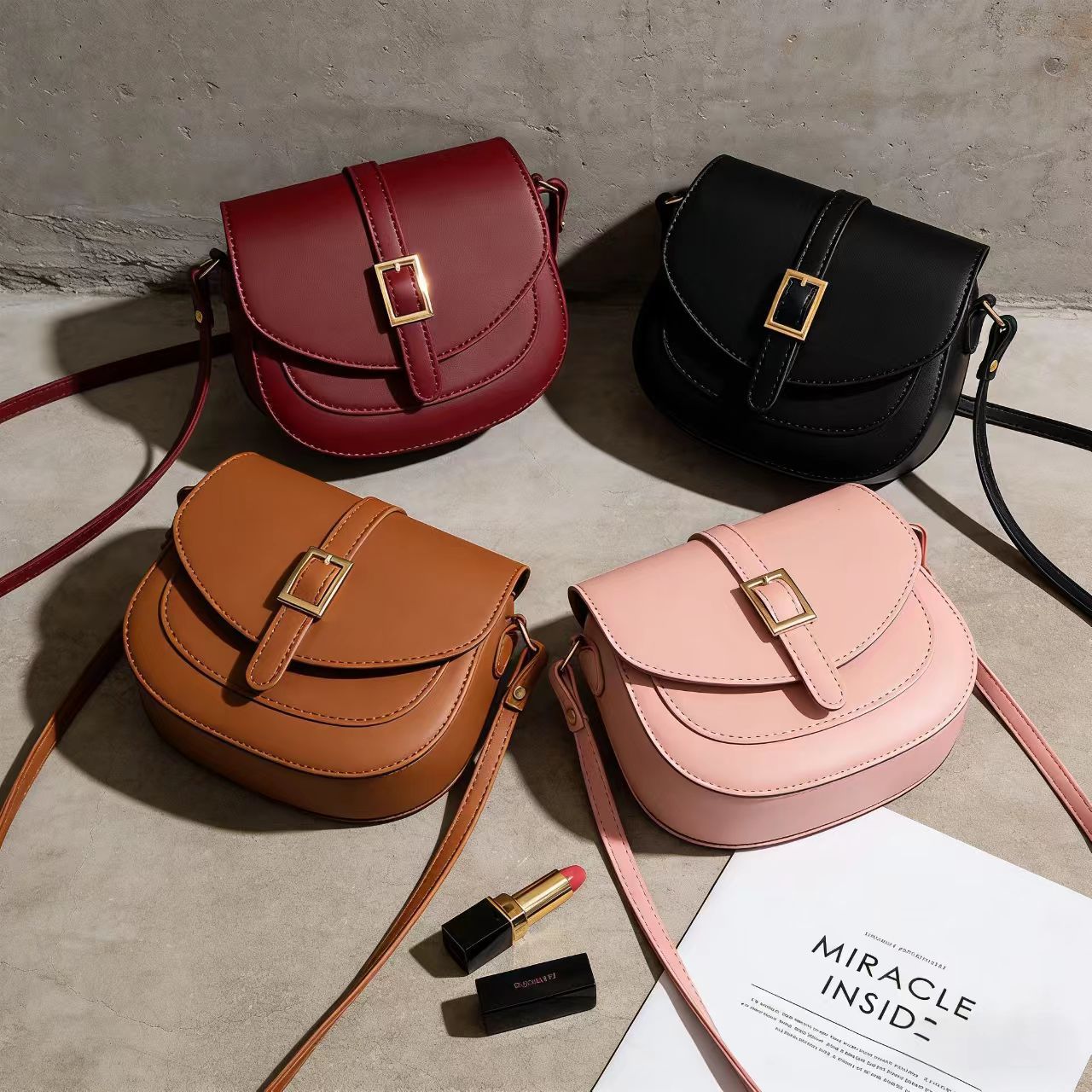 Simple 2024 New Summer Single Shoulder Bag Crossbody Women Small Bag Casual Saddle Bag