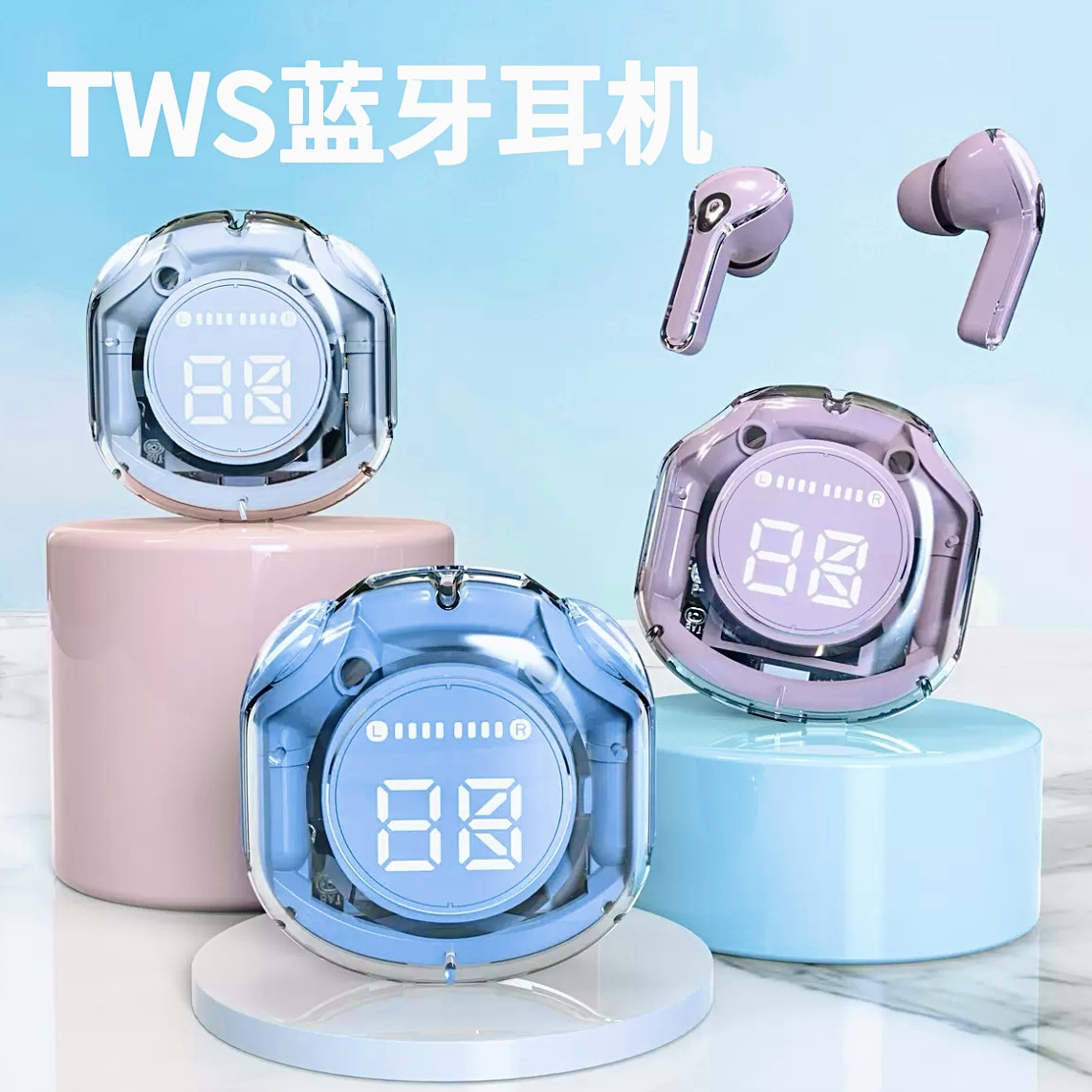 New transparent Bluetooth earphone air39, bilateral stereo, sports, secondary yuan, noise reduction, Huaqiangbei earphone