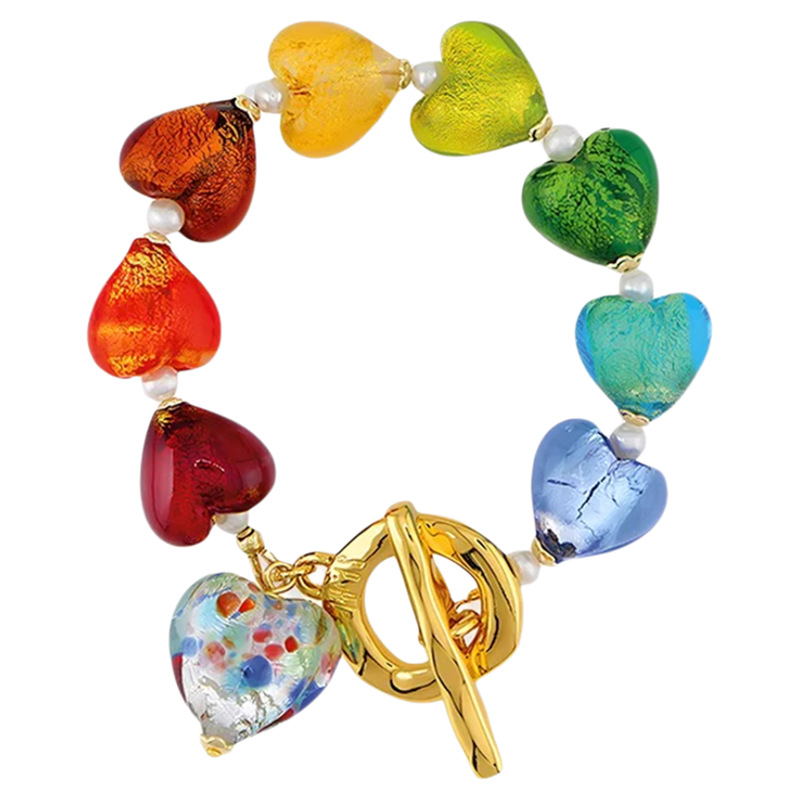 Exclusive Mencius Yi Love Glass Rainbow Bracelet Seven-Color Jewelry