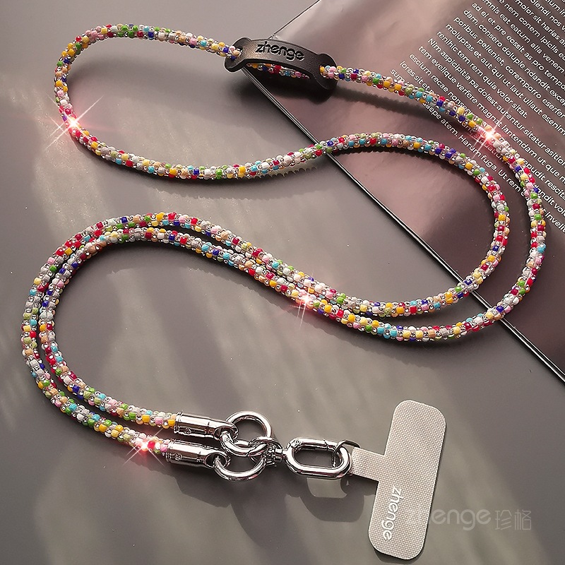 Crossbody sparkly diamond phone strap women's small fragrance style outdoor long travel phone chain bag strap