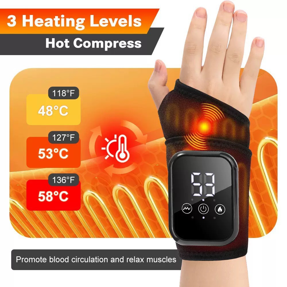 Hand Massager Wrist Heat Compress Tenosynovitis EMS Electric Pulse Wrist Joint Physiotherapy Heating Wrist Massager