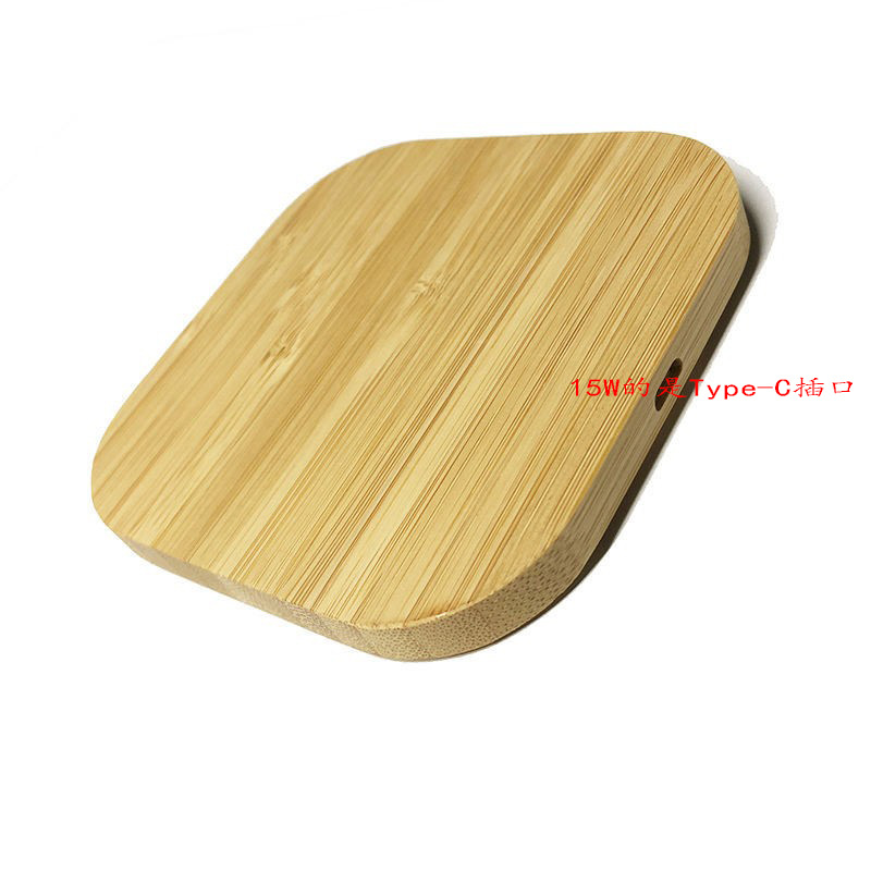 15W wireless charger round square wooden bamboo phone wireless charger bamboo wood wireless charger