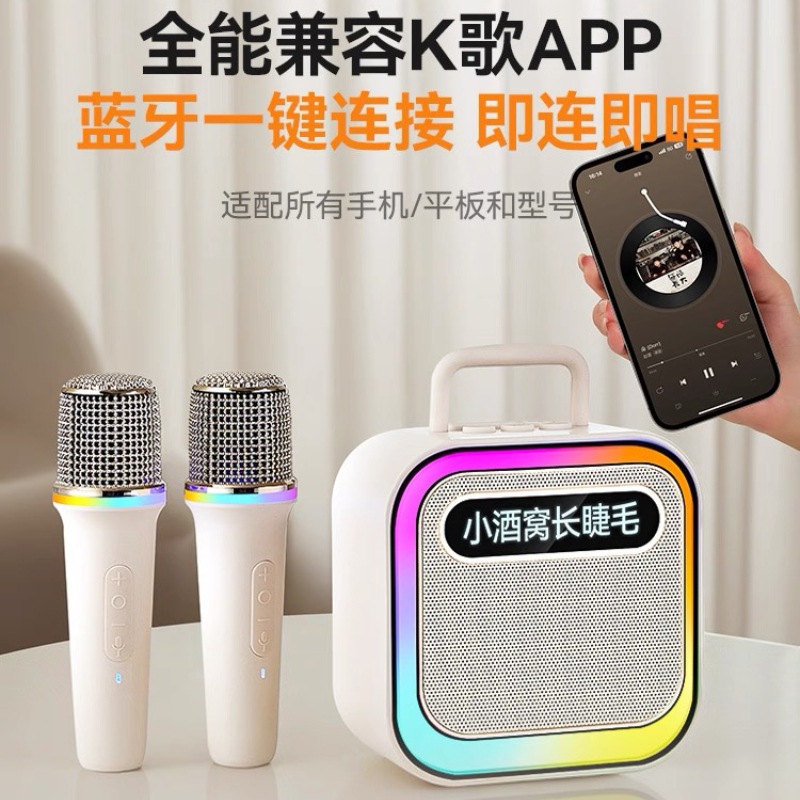 Aishuomei New B167 Smart Lyrics Display Portable K歌 Bluetooth Speaker Microphone Portable Speaker