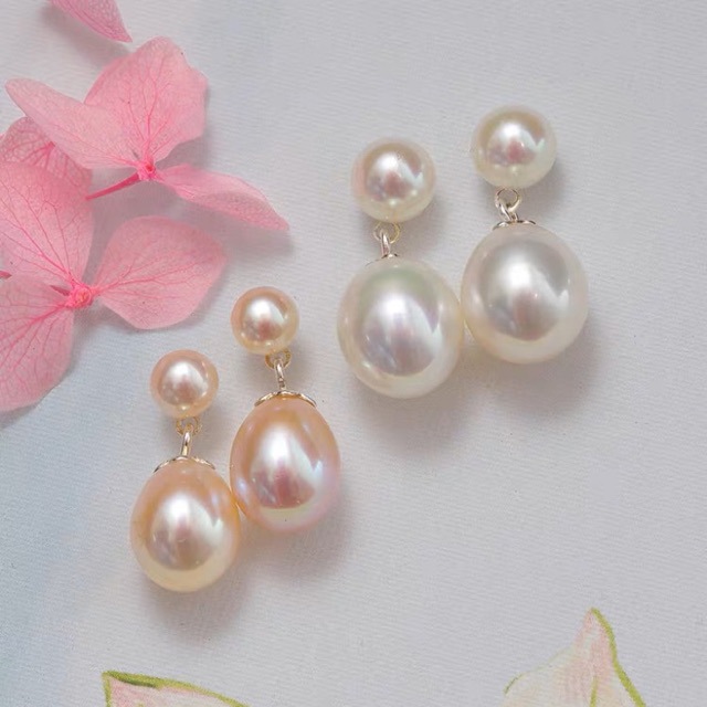 Natural freshwater real pearl earrings 925 silver素银 earrings princess one multi-wear detachable pink