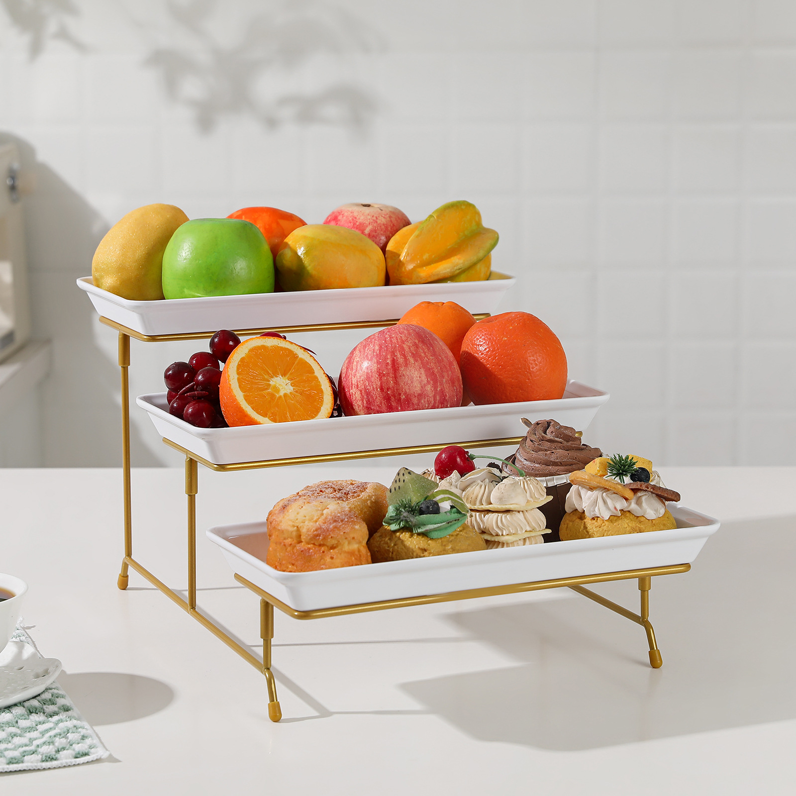 European-style dessert stand, display rack, cake tray, afternoon tea, multi-layer fruit plate