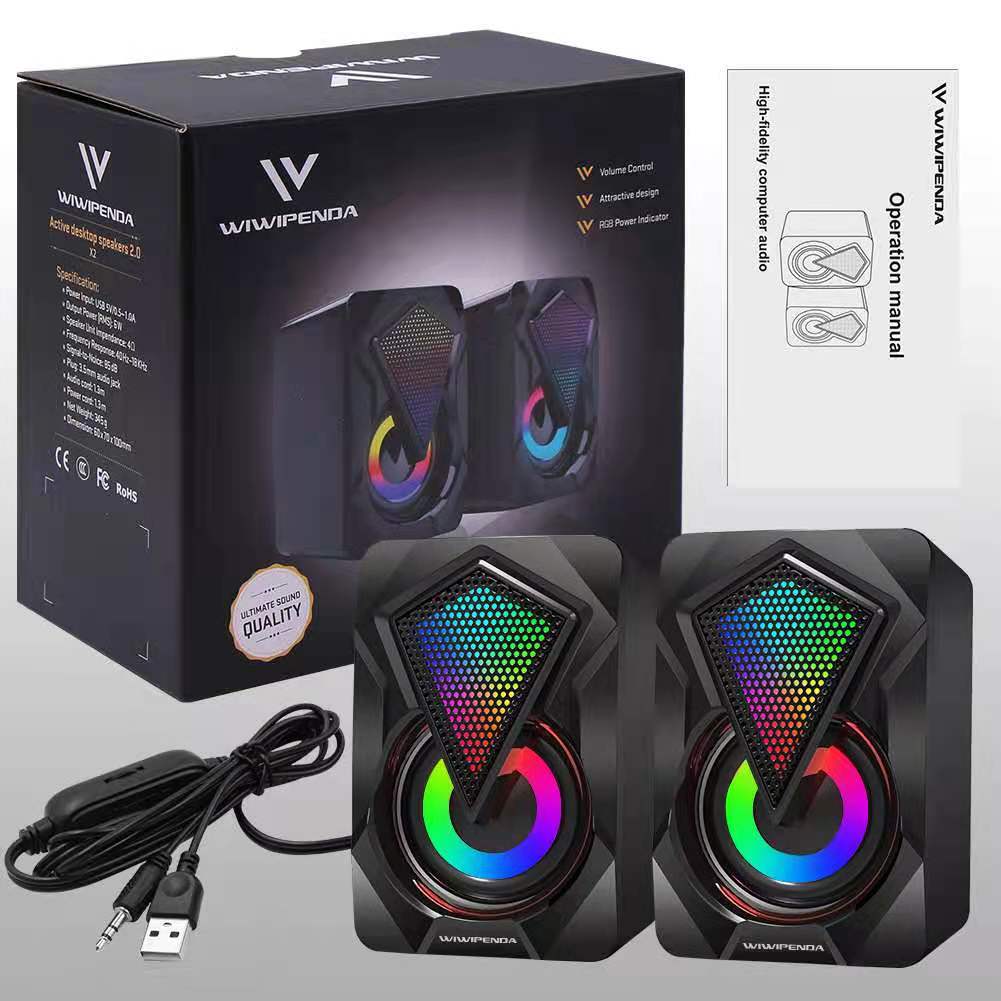 Long-term computer small speaker, mini USB colorful light notebook audio, Langjing Store