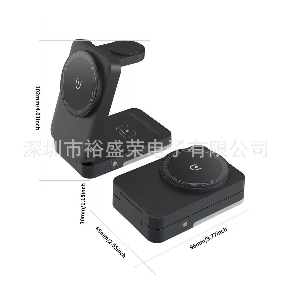 New Foldable Magnetic 3-in-1 Wireless Charger with Night Light Vertical Fast Charging for Apple Phone Wireless Charger