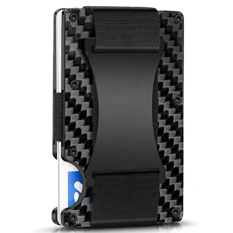 Carbon Fiber Card Holder RFID Anti-Theft Metal Card Clip Men's Minimalist Money Clip Wallet