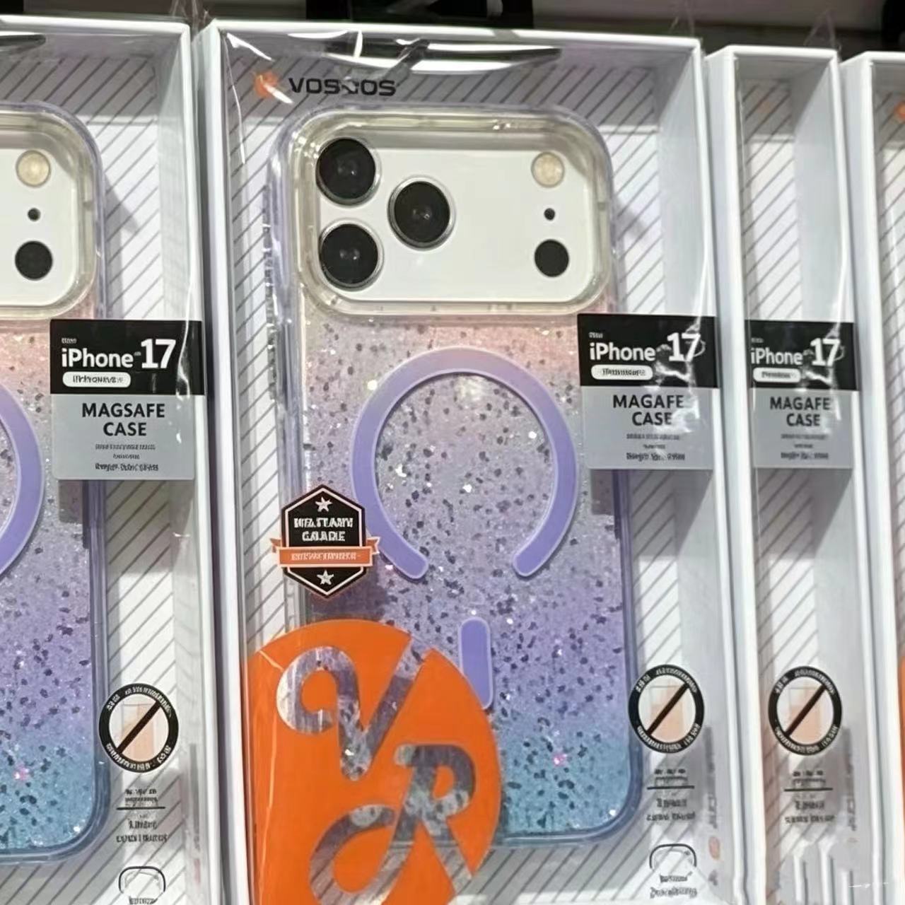 For iPhone 17 Pro Max Gradient Glitter Phone Case Apple 17 Bumper Frame Border Magnetic Epoxy Case Factory