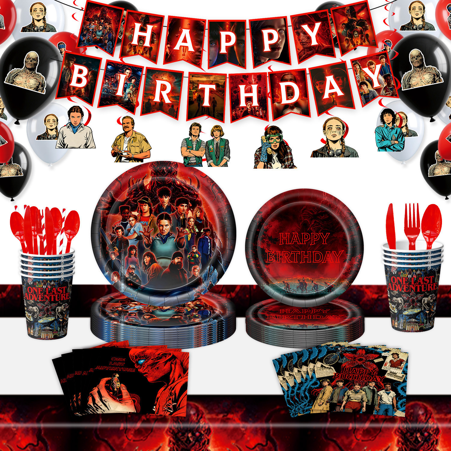 Stranger Things Theme Party Tableware Paper Plate Napkin Cake Decoration First Birthday Arrangement Supplies