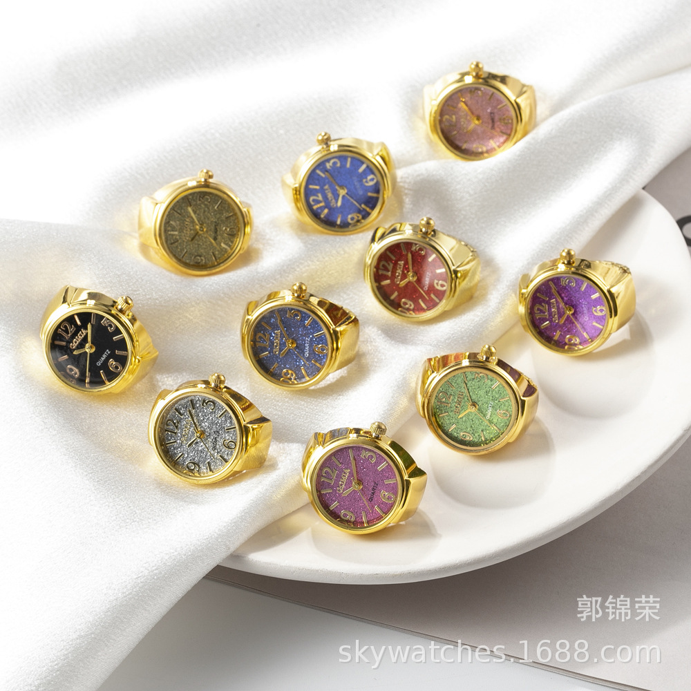 Ring Watch for Women, New Simple Digital Glitter Watch Student Finger Ring Watch Gold Finger Watch