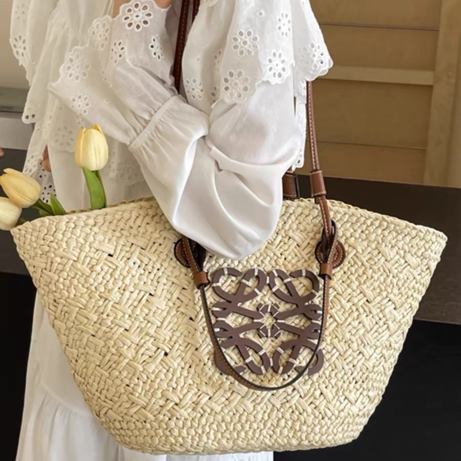 Luo's straw bag women's handmade woven bag 2024 new woven bag tote bag seaside vacation handbag