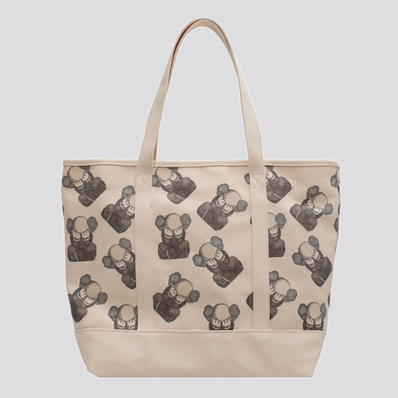 Fitting room shoulder bag canvas bag niche tote bag large capacity student class KAWS handbag